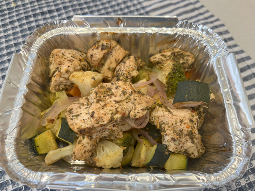 Herby lemon chicken and vegetable bake