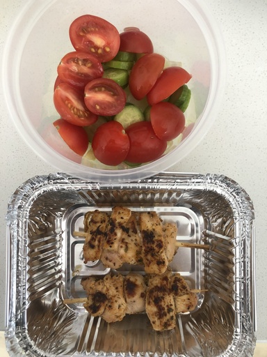 Chicken kebab with salad